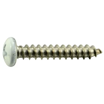 #8 x 1" Phillips Pan Head, Sheet Metal Screw, Stainless Steel, White 