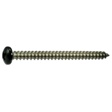 #8 x 2" Phillips Pan Head, Sheet Metal Screw, Stainless Steel, Black 