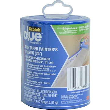 3M ScotchBlue Tape + Plastic with Dispenser (Clear) 2 ft x 90 ft