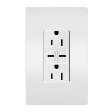 Pass & Seymour radiant® 15W USB Outlet, Type C, 15A, Tamper-Resistant, White