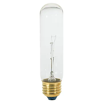 Satco 25 Watt T10 Incandescent - Clear - 2000 Average rated hours - 200 Lumens - Medium base - 120 Volt - Carded