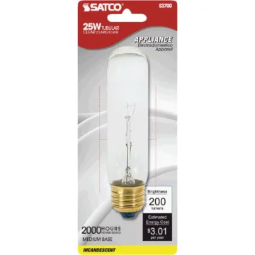 Satco 25W Clear Medium Base T10 Incandescent Tubular Appliance Light Bulb