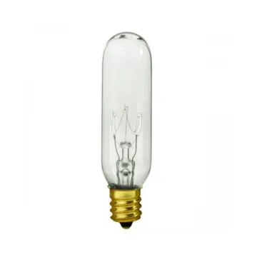 Satco 15 Watt T6 Incandescent - Clear - 2000 Average rated hours - 90 Lumens - Candelabra base - 145 Volt - Carded