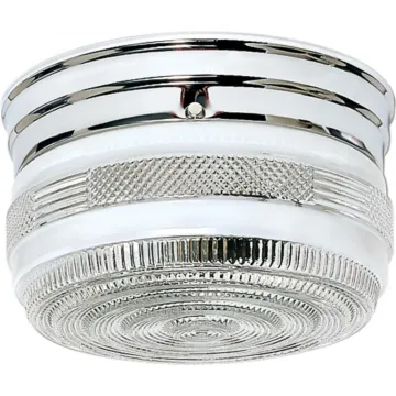 Satco Flush Mount Drum Light (Clear/White) 8 in.
