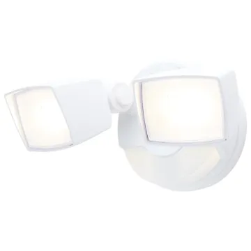 Satco LED Security Light with Nightlight - PIR Sensor - Dual Head - Field Selectable - White Finish