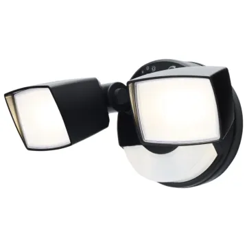Satco LED Security Light with Nightlight - PIR Sensor - Dual Head - Field Selectable - Black Finish