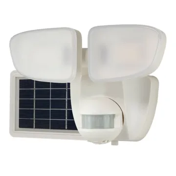 Halo Solar floodlight, Solar Flood, 700 Lumens (Nominal), Motion Flood, Twin Head Configuration, White Finish.