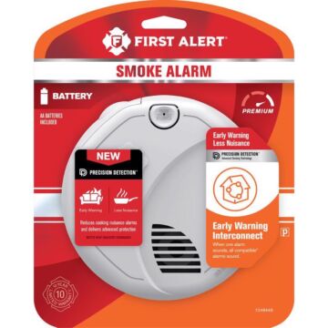 Wireless Interconnect Battery-Powered Photoelectric Smoke Detector 1 pk