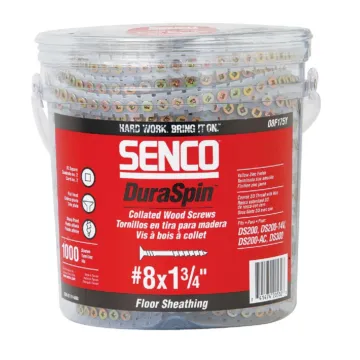 Senco DuraSpin Square Recess Flat Collated Wood Screws (Yellow Zinc - 1000pk) #8 x 1-3/4 in.