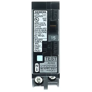 Siemens Breaker 15A Dual Func P-O Neut