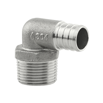 Boshart Industries SS Crimp Pex Fitting x 90° Elbow - 1 in. x 1 in. mpt