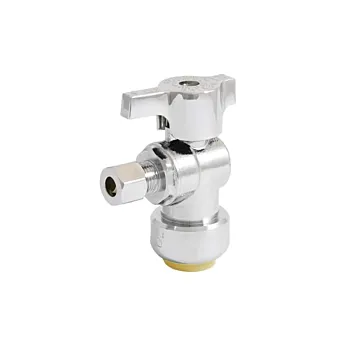 Legend Valve 1/2 Push Fit x 3/8" OD T-595NL InstaLoc II No Lead, DZR Chrome Brass 1/4 Turn Angle Stop Valve