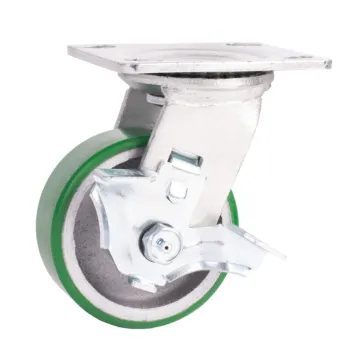 World Casters & Equipment Manufacturing 600 lb 4 in Poly on Cast Iron Swivel Caster