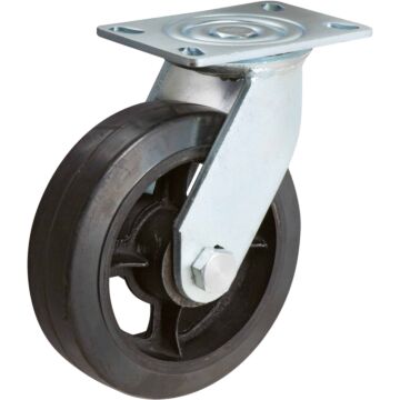 World Casters & Equipment Manufacturing 500 lb 6 in Rubber on Cast Iron Swivel Caster