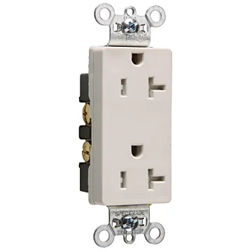 Pass & Seymour 20A 125V Spec-Grade Tamper-Resistant Decorator Duplex Receptacle, Side Wire, Light Almond