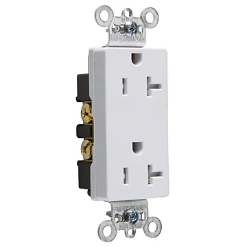 Pass & Seymour 20A 125V Spec-Grade Tamper-Resistant Decorator Duplex Receptacle, Side Wire, White