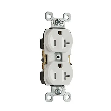 Pass & Seymour 20A 125V Specification Grade Tamper-Resistant Duplex Receptacle, Back and Side Wire, White