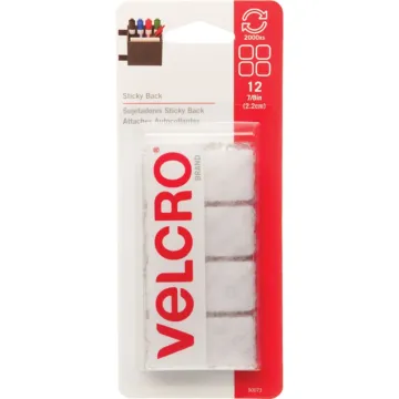 VELCRO Brand 7/8 In. White Hook & Loop Square (12 Ct.)