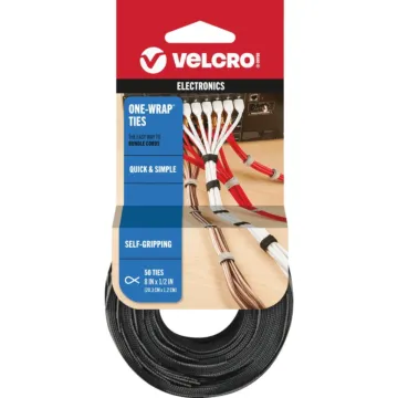 Velcro VELCRO Brand One-Wrap 1/2 In. x 8 In. Black Hook & Loop Tie (50-Count)