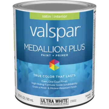 Valspar Medallion Plus Premium Interior Paint & Primer (Satin - Ultra White) 1 qt.