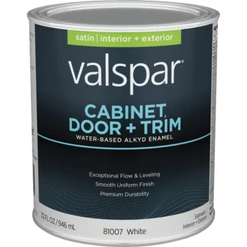 Valspar Cabinet, Door, & Trim Oil-Enriched Enamel (Satin - Bright White Base) 1 qt.