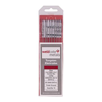 Weldcote 1/16 X 7" 2% Thoriated Tungsten Ground