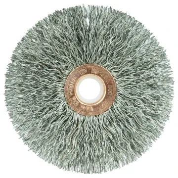 Weiler 3" Small Diameter Crimped Wire Wheel, .014" Stainless Steel Fill, 1/2"-3/8" Arbor Hole