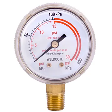 Weldcote Gauge 2" X 30 Psi Red Line