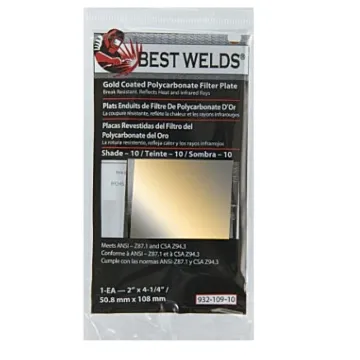 Best Welds® 2 x 4-1/4 in Polycarbonate Shade 10 Rectangular Filter Plate