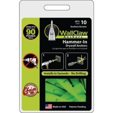 WallClaw Anchors Wall-Claw Drywall Anchor (Green - 10 pk) #8 x 1-1/4 in.