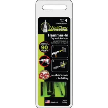 WallClaw Anchors WallClaw Anchor #8 Thread x 1-1/4 In. Green Drywall Plastic Anchor (4-Count)