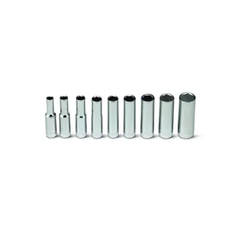 Wright Tool 1/4" Drive 9 Piece Set - 6 Point Deep Sockets, 3/16" - 1/2"