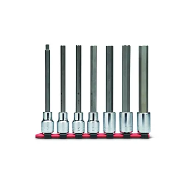 Wright Tool 3/8" Drive 7 Piece Set - Hex Bit Sockets w/Long Length Bit, 1/8" - 3/8"