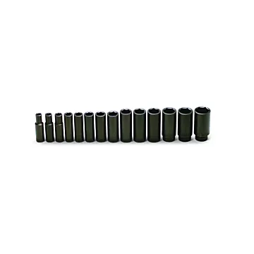 Wright Tool 1/2" Drive 14 Piece Set - 6 Point Deep Impact Sockets, 3/8" - 1-1/4"