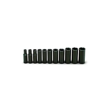 Wright Tool 1/2" Drive 11 Piece Set - 6 Point Deep Impact Sockets, 3/8" - 1"