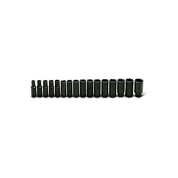 Wright Tool 1/2" Drive 16 Piece Set - 6 Point Deep Metric Impact Sockets, 10mm - 27mm