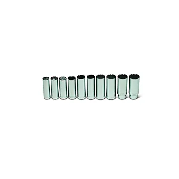Wright Tool 1/2" Drive 10 Piece Set - 12 Point Deep Metric Sockets, 16mm - 26mm