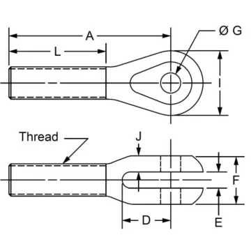 CLEVELAND CITY FORGE 1/4-28 Black Fine Thread Yoke End