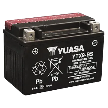 Yuasa Battery, Inc Yuasa YTX9-BS 12 V 8 Ah at 10 hr 0.9 A AGM Motorcycle Battery
