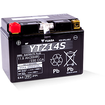 Yuasa Battery, Inc Yuasa YTZ14S 12 V 11.2 Ah at 10 hr 1.1 A High Performance AGM Motorcycle Battery