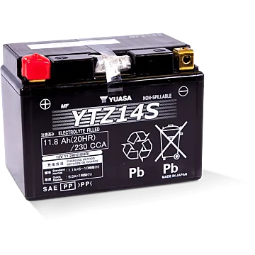 Yuasa Battery, Inc Yuasa YTZ14S 12 V 11.2 Ah at 10 hr 1.1 A High Performance AGM Motorcycle Battery