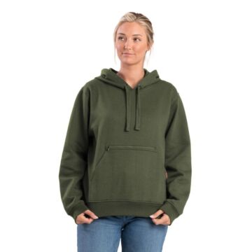 Women's Heritage Zippered Pocket Hooded Pullover Sweatshirt (Dark Olive Green)