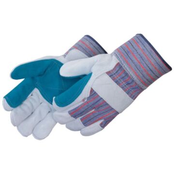 Cowhide Leather Palm Gloves (Gray/Green)