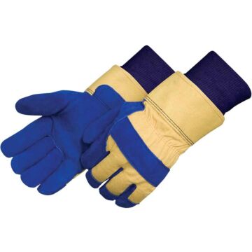 Thermal-Lined Cowhide Leather Palm w/ Safety Cuff (Blue)