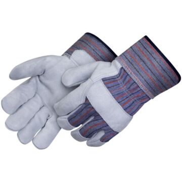 Cowhide Leather Palm Gloves w/ Fabric Back 