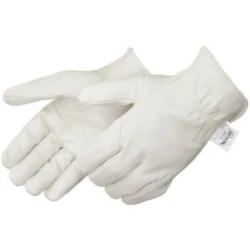 Premium Grain Cowhide Leather Drivers Gloves (White) 