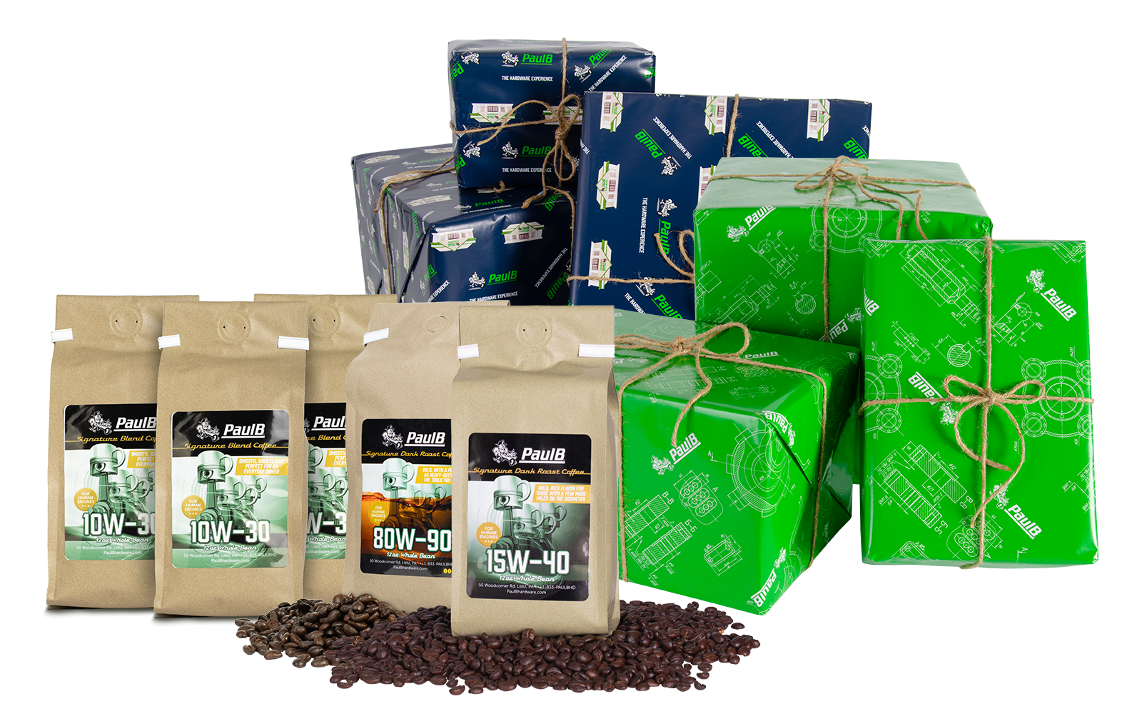 PaulB coffee bags and PaulB gift wrap